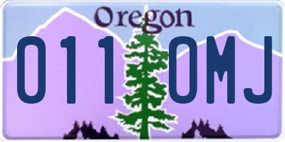 OR license plate 011OMJ
