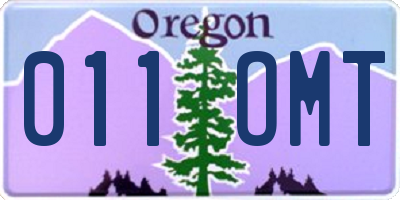 OR license plate 011OMT