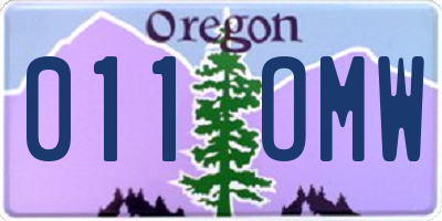 OR license plate 011OMW