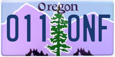 OR license plate 011ONF