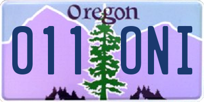 OR license plate 011ONI