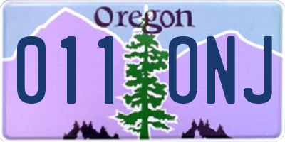 OR license plate 011ONJ