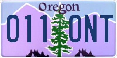 OR license plate 011ONT