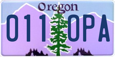 OR license plate 011OPA