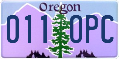 OR license plate 011OPC