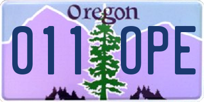 OR license plate 011OPE