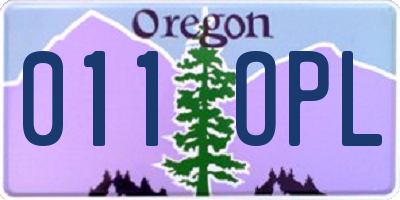 OR license plate 011OPL