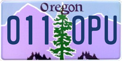 OR license plate 011OPU
