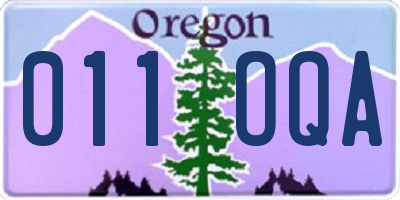 OR license plate 011OQA