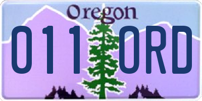 OR license plate 011ORD