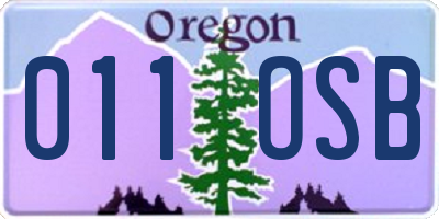 OR license plate 011OSB