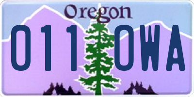 OR license plate 011OWA
