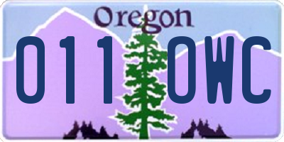 OR license plate 011OWC