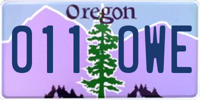 OR license plate 011OWE