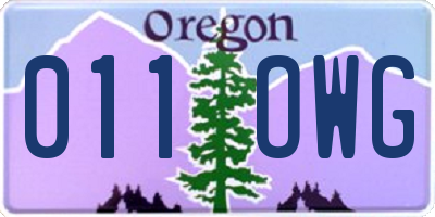 OR license plate 011OWG