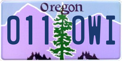 OR license plate 011OWI