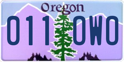 OR license plate 011OWO