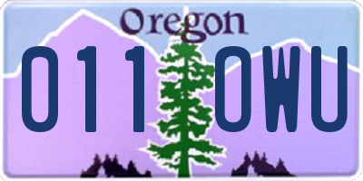 OR license plate 011OWU