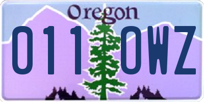 OR license plate 011OWZ