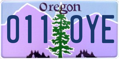 OR license plate 011OYE