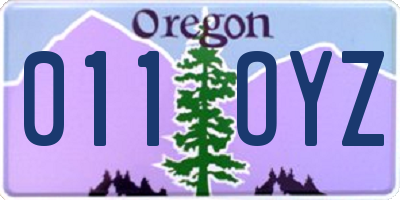 OR license plate 011OYZ