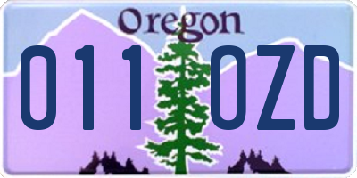 OR license plate 011OZD
