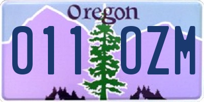 OR license plate 011OZM
