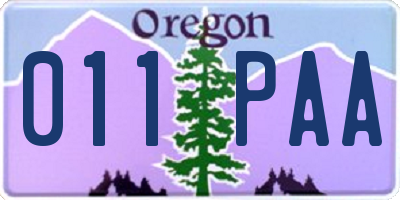 OR license plate 011PAA