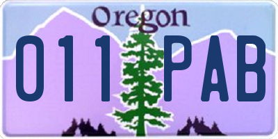 OR license plate 011PAB