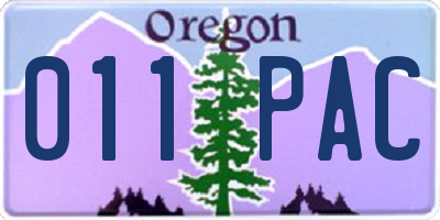 OR license plate 011PAC