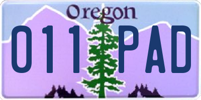 OR license plate 011PAD