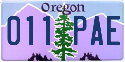 OR license plate 011PAE