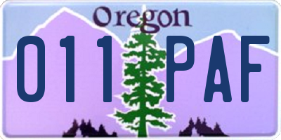 OR license plate 011PAF