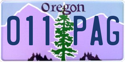 OR license plate 011PAG