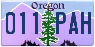OR license plate 011PAH