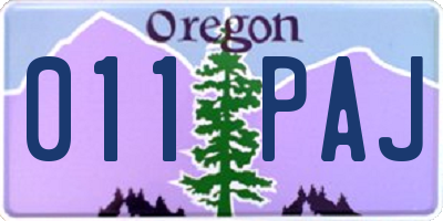 OR license plate 011PAJ