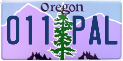 OR license plate 011PAL