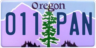 OR license plate 011PAN