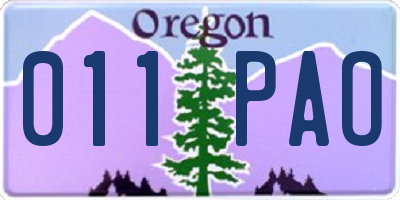 OR license plate 011PAO