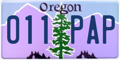 OR license plate 011PAP