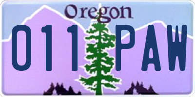 OR license plate 011PAW