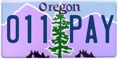 OR license plate 011PAY
