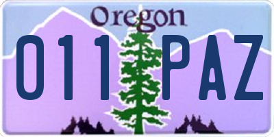 OR license plate 011PAZ