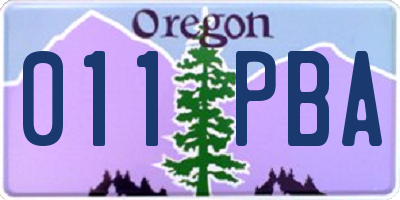 OR license plate 011PBA