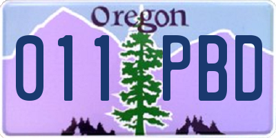 OR license plate 011PBD