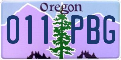 OR license plate 011PBG