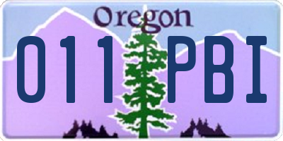 OR license plate 011PBI