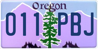 OR license plate 011PBJ