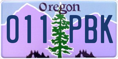 OR license plate 011PBK