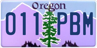 OR license plate 011PBM